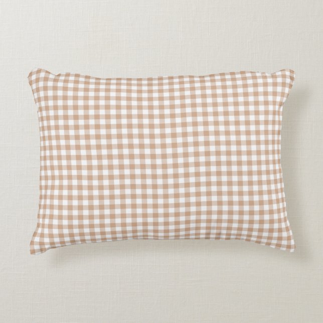 Coussin d'accent de motif de guingan d'amande (Devant)