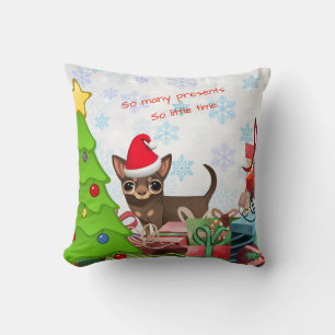 Coussin d'accent de Noël Chihuahua
