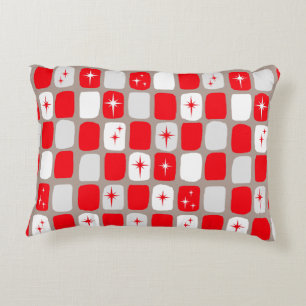 Coussin d'accent rétro Red Starburts