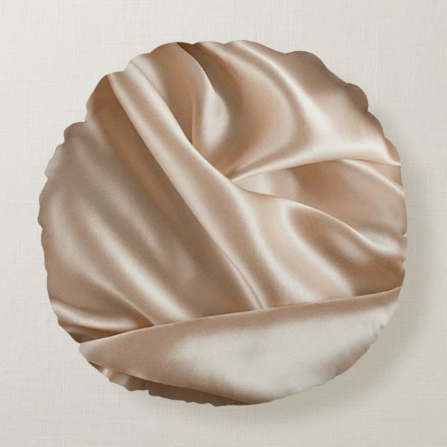 Coussin d'accent rond imprimé en faux satin champa (Devant)