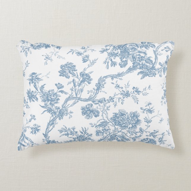 Coussin d'accents de polyester brossé bleu françai (Devant)