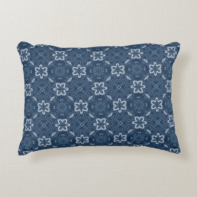 Coussin d'accentuation bleu et blanc (Devant)