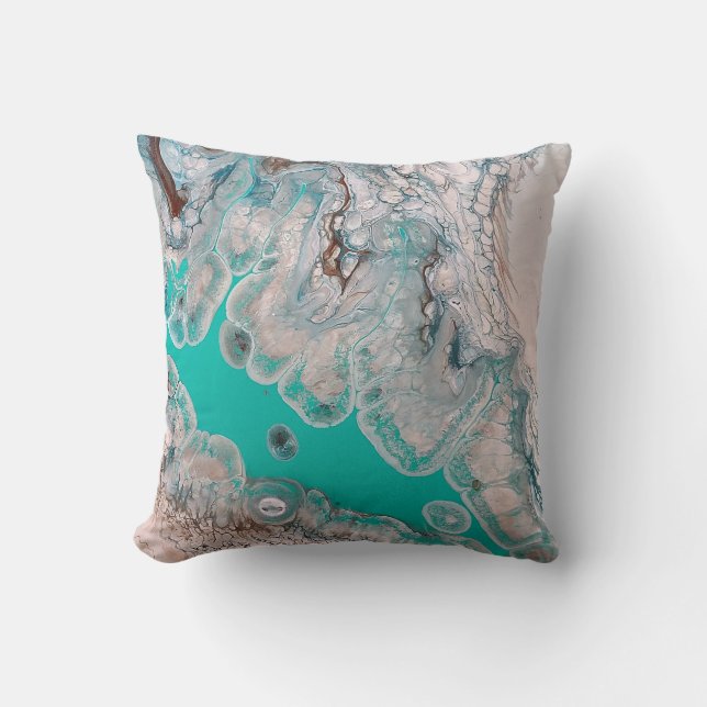 Coussin d'accentuation d'art Abstrait fluide bleu (Recto)