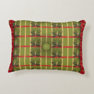 Coussin d'accentuation de tissu fileté verte, touf