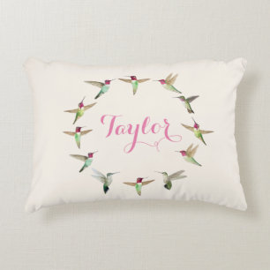 Coussin d'accentuation des colibris roses personna
