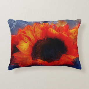 Coussin d'accentuation des tournesols peints en or