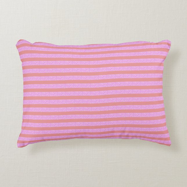Coussin d'accentuation en bande rose (Devant)