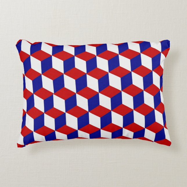 Coussin d'accentuation - Illusion de bloc en rouge (Devant)