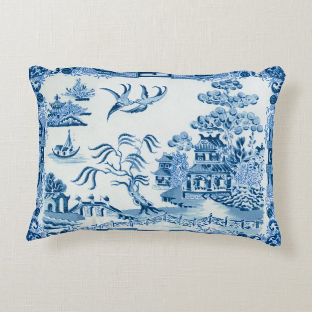 Coussin d'accentuation vintage bleu saule (Dos)