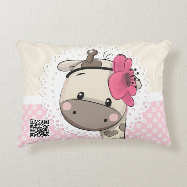 Coussin d'accès personnalisé pour bébé rose Giraff (Devant)