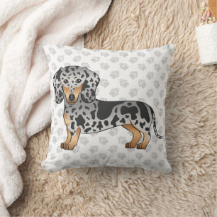 Coussin Dachshund à poil court bringé noir et feu & pattes