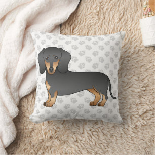 Coussin Dachshund à poil court noir et feu & pattes