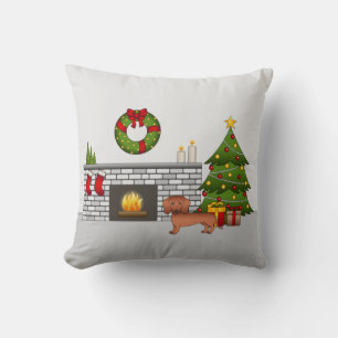 Coussin Dachshund aux cheveux courts rouges Chien mignon -