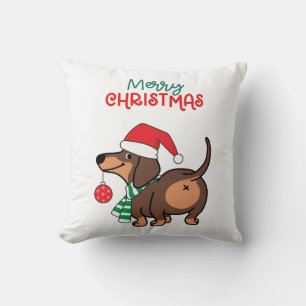 Coussin Dachshund Chien mignonne Joyeux Noël