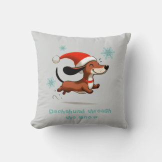 Coussin Dachshund dans la neige chiot chien Noël