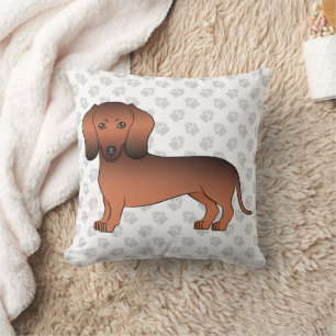Coussin Dachshund de dessin animé à poil court rouge sablé