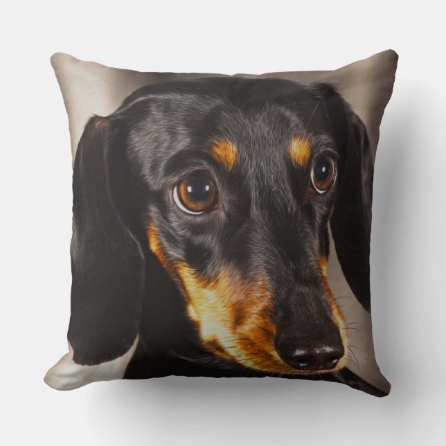 Coussin Dachshund Dog Eau Couleur Huile Peinture Art (Recto)