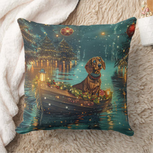 Coussin Dachshund Noël Festive Voyage