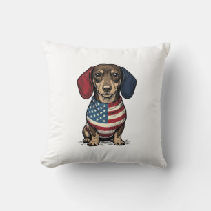 Coussin Dachshund patriotique gravure vintage vecteur créa