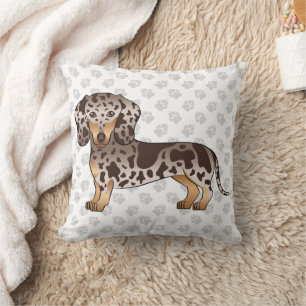 Coussin Dachshund poil court Chocolat & Tacheté Brun et Pa