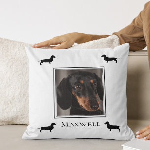 Coussin Dachshund Silhouette Votre Photo Personnalisée