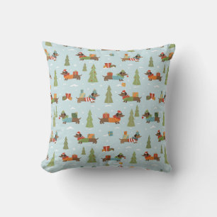 Coussin Dachshunds festifs dans le Motif de neige