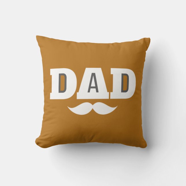 Coussin Dad Throw Pillow Mustache Brow Black Grey Orange (Recto)