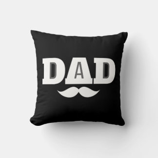 Coussin Dad Throw Pillow Mustache Brow Black Grey Orange
