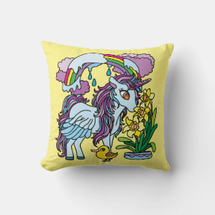 Coussin Daffodiles de printemps et licorne