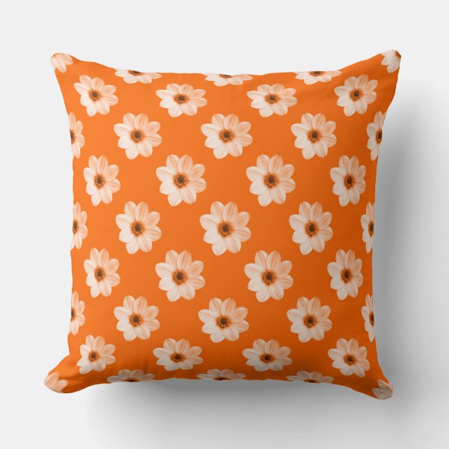 Coussin Dahlia Motif - Orange (Recto)