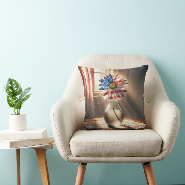 Coussin Daisée Du Drapeau Américain Dans Les Poutres De So (Chaise)