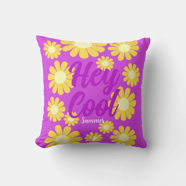 Coussin Daisy Jaune Magenta (Recto)