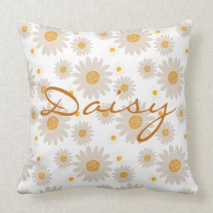 Coussin Daisy name reveal custom retro daisy boho flower