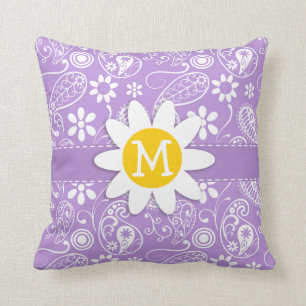 Coussin Daisy on Lavender, Motif Paisley violet clair