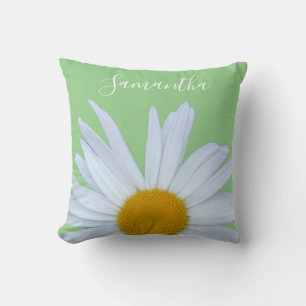 Coussin Daisy Photo Green Elegant White Script