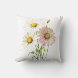 Coussin Daisy Watercolor Flower Moderne Professionnel
