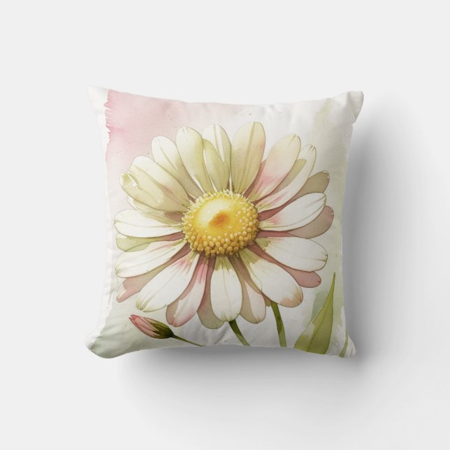 Coussin Daisy Watercolor Flower Moderne Professionnel (Recto)