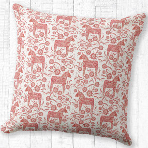 Coussin Dala suédois Cheval traditionnel Motif d'art popu