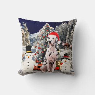 Coussin Dalmation Chien dans la neige Lumières Casquettes 