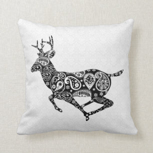 Coussin Damas Blanches Et Cerfs