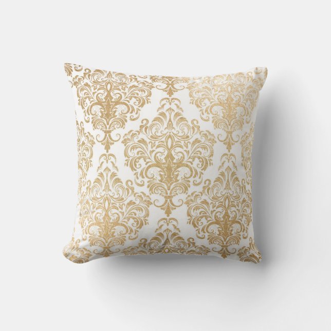 Coussin Damas de tourbillons d'or (Recto)