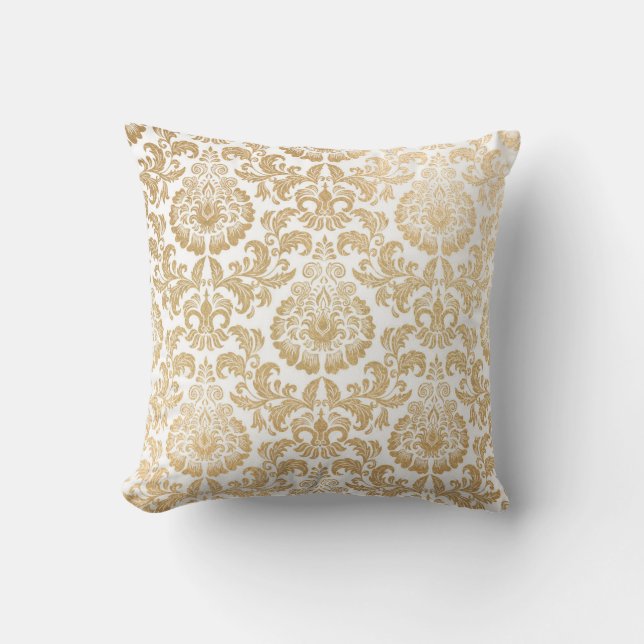 Coussin Damas de tourbillons d'or (Recto)