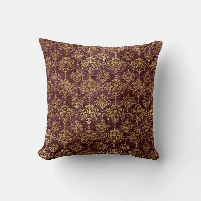 Coussin Damas d'or sur le Arrière - plan de Bourgogne (Recto)