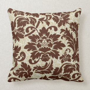 Coussin Damas Florales Brown Et Beiges