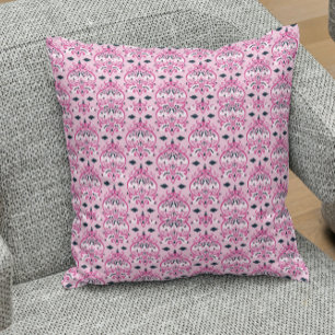 Coussin Damas rose et noir
