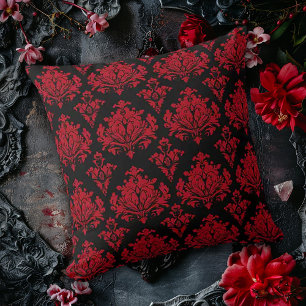 Coussin Damas rouge et noir