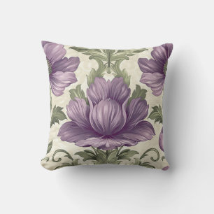 Coussin Damas texture luxueuse de fleur décorative violett