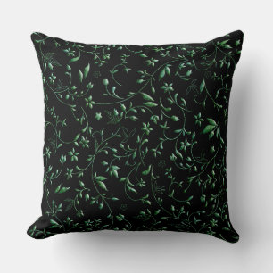 Coussin Damas vertes sur noir