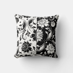 Coussin Damas vintage noir et blanc