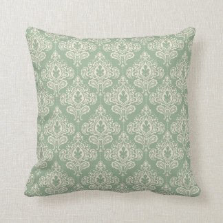 Coussin Damas vintage - Vert Sage